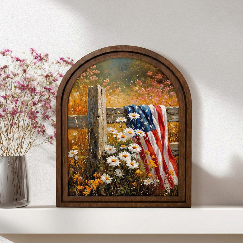 Patriotic Decor,4th of July Wall Art,America 250 Wood Framed Canvas,USA 250 Anniversary Decor,1776-2026 Patriotic Gift,Rustic Art Frame