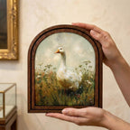 Goose Oil Painting, Farmhouse Wall Art, Wood Framed Canvas, Goose Decor, Rustic Home Decor, Country House Gift, Animal Portrait,Arched Frame