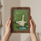 Duck Wall Art, Wooden Nursery Decor, Arch Wood Frame, Duck Pond Painting, Kids Room Wall Art, Wood Canvas Art, Housewarming Gift, Wood Decor