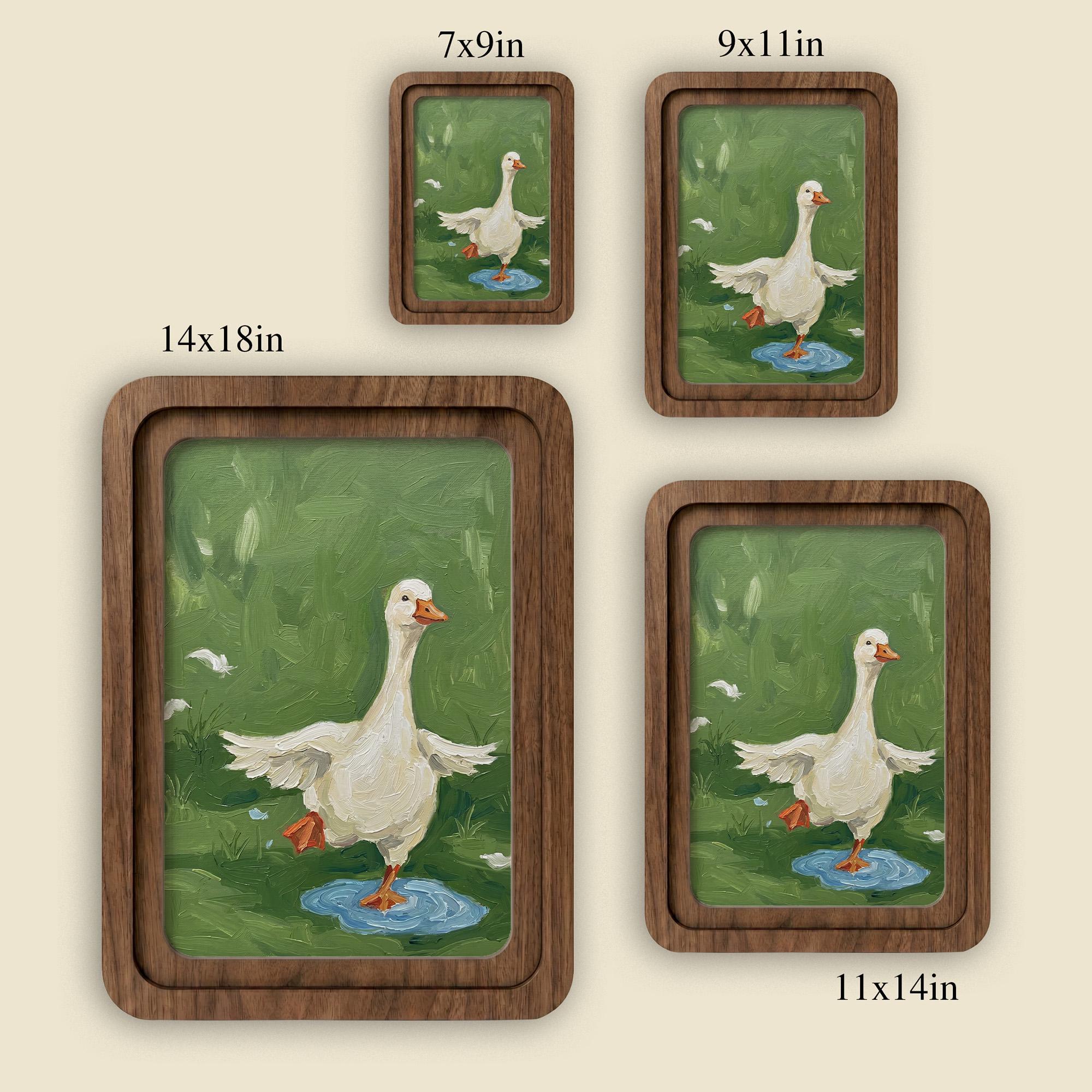 Duck Wall Art, Wooden Nursery Decor, Arch Wood Frame, Duck Pond Painting, Kids Room Wall Art, Wood Canvas Art, Housewarming Gift, Wood Decor