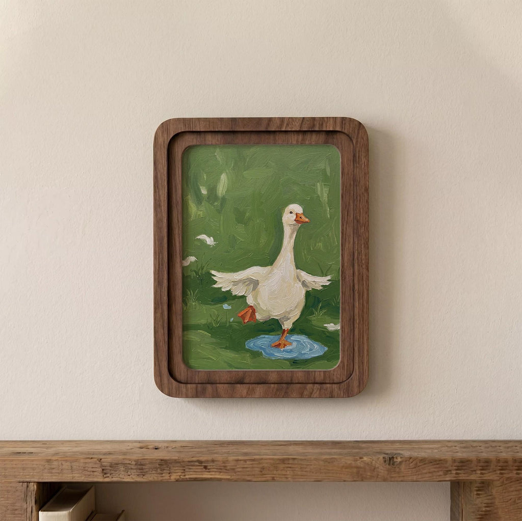 Duck Wall Art, Wooden Nursery Decor, Arch Wood Frame, Duck Pond Painting, Kids Room Wall Art, Wood Canvas Art, Housewarming Gift, Wood Decor