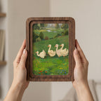 Duck Wall Art, Wooden Nursery Decor, Plywood Canvas Art, Goose Meadow Painting, Kids Room Wall Decor, Wood Picture Frame, Housewarming Gift