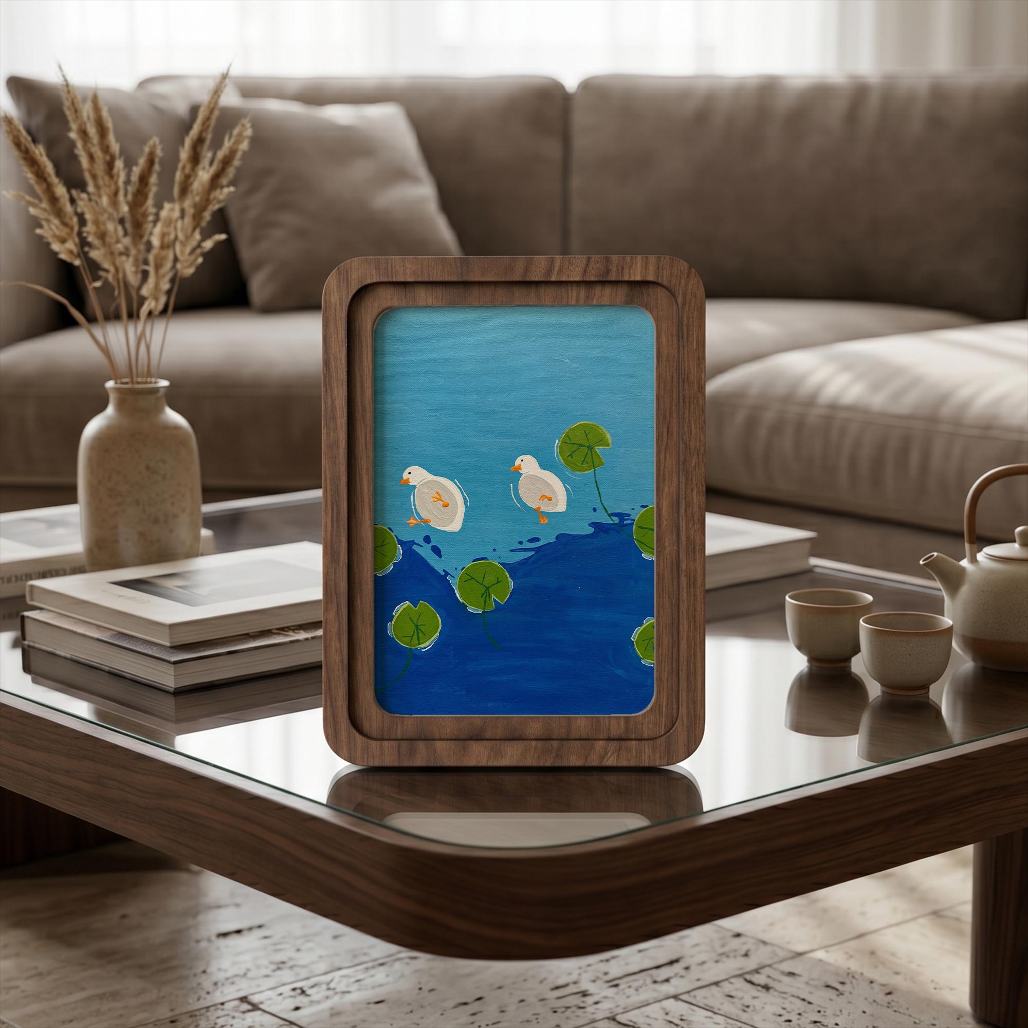 Duck Oil Painting, Arch Wood Frame, Arched Wall Art, Funny Goose Canvas, Duck Nursery Decor, Plywood Art Frame, Cute Animal Art, Wall Decor