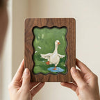 Duck Wall Art, Wavy Wood Frame, Nursery Wall Decor, Goose Painting, Kids Room Decor, Scalloped Picture Frame, Wood Canvas Art, Animal Gift