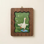 Duck Wall Art, Wavy Wood Frame, Nursery Wall Decor, Goose Painting, Kids Room Decor, Scalloped Picture Frame, Wood Canvas Art, Animal Gift