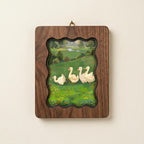 Goose Wall Art, Wavy Wood Frame, Nursery Wall Decor, Meadow Painting, Farmhouse Wall Art, Kids Room Decor, Canvas Wood Sign, Wood Wall Decor