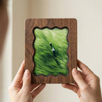 Asian Landscape Wall Art, Green Rice Field Wood Frame, Zen Nature Decor, Vietnamese Countryside Print, Housewarming Gift, Laser Cut Wood Art