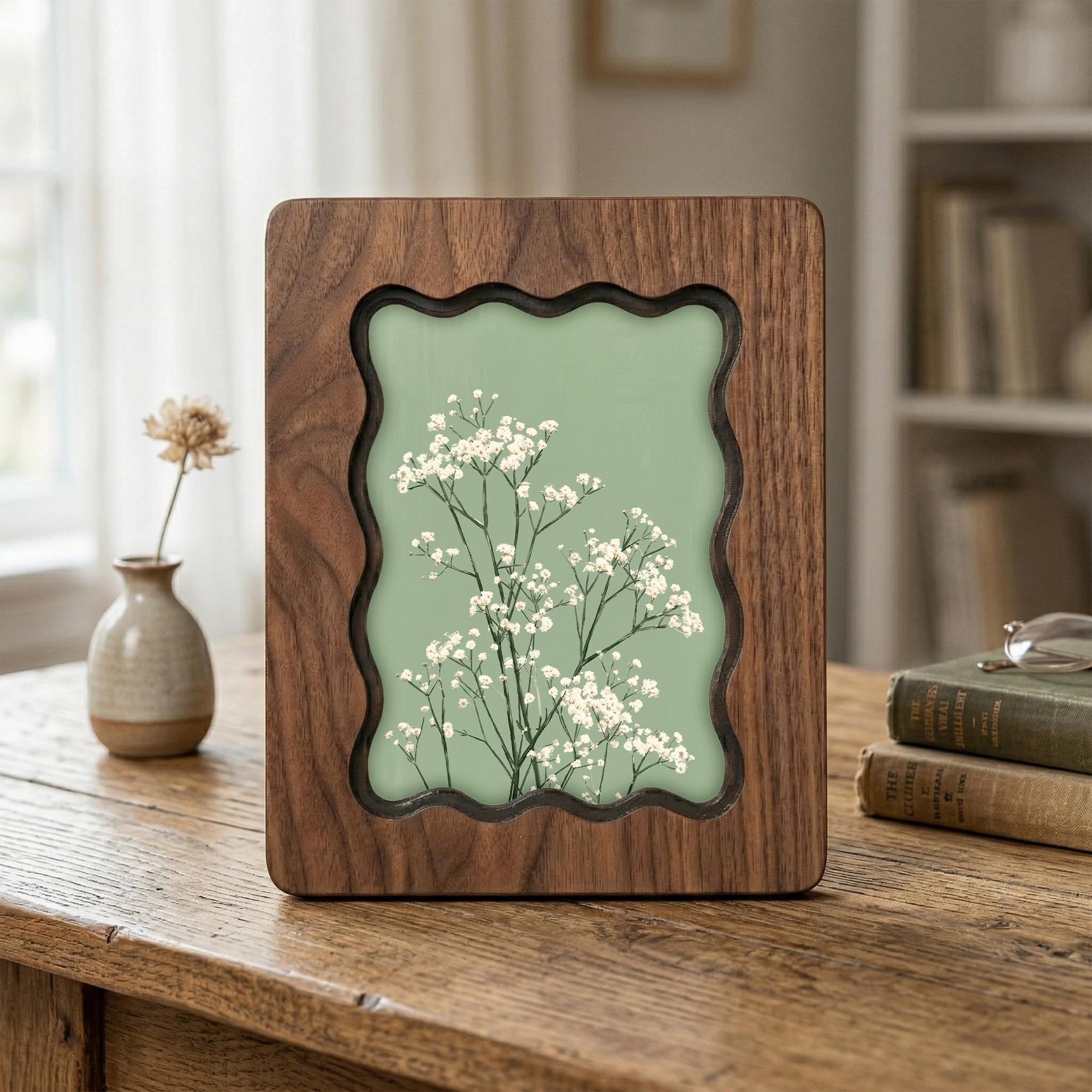 Baby‘s Breath Wall Art, Sage Green Floral Wood Frame, Minimalist Botanical Decor, Wedding Anniversary Gift, Laser Cut Wood Art, Flower Art