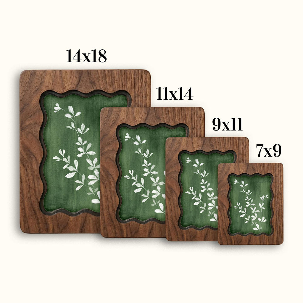 Forest Green Wall Art, White Botanical Wood Frame, Moody Plant Decor, Dark Academia Aesthetic, Housewarming Gift, Laser Cut Wood Artwork