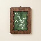 Forest Green Wall Art, White Botanical Wood Frame, Moody Plant Decor, Dark Academia Aesthetic, Housewarming Gift, Laser Cut Wood Artwork