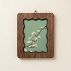 Sage Green Wall Art, White Blossom Wood Frame, Japandi Botanical Decor, Minimalist Flower Print, Housewarming Gift, Laser Cut Wood Artwork