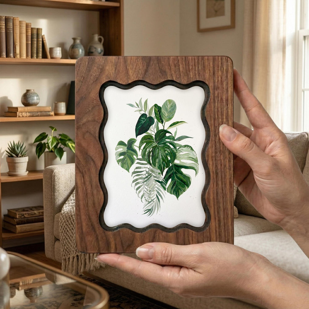 Monstera Leaf Wall Art, Tropical Plant Wood Frame, Plant Lover Gift, Botanical Leaves Print, Boho Home Decor, Laser Cut Wood Artwork, Frame