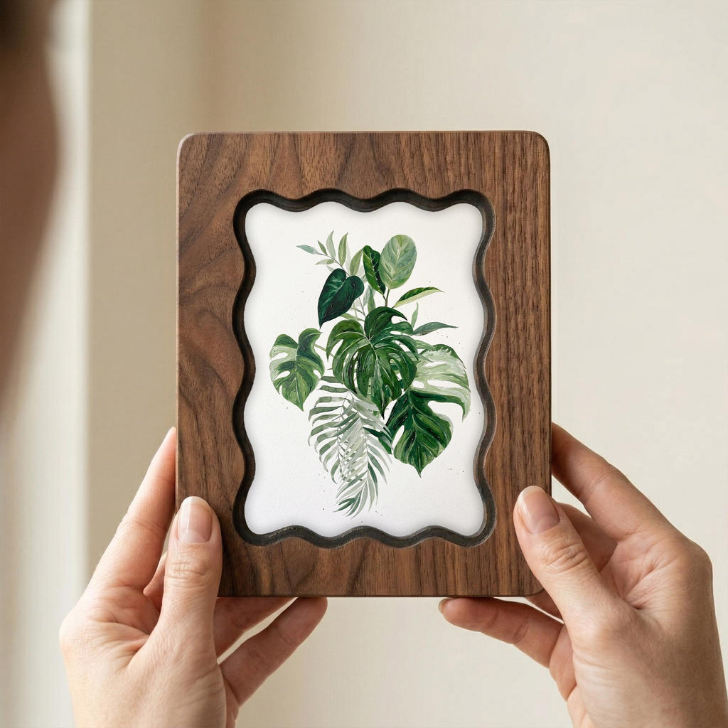 Monstera Leaf Wall Art, Tropical Plant Wood Frame, Plant Lover Gift, Botanical Leaves Print, Boho Home Decor, Laser Cut Wood Artwork, Frame