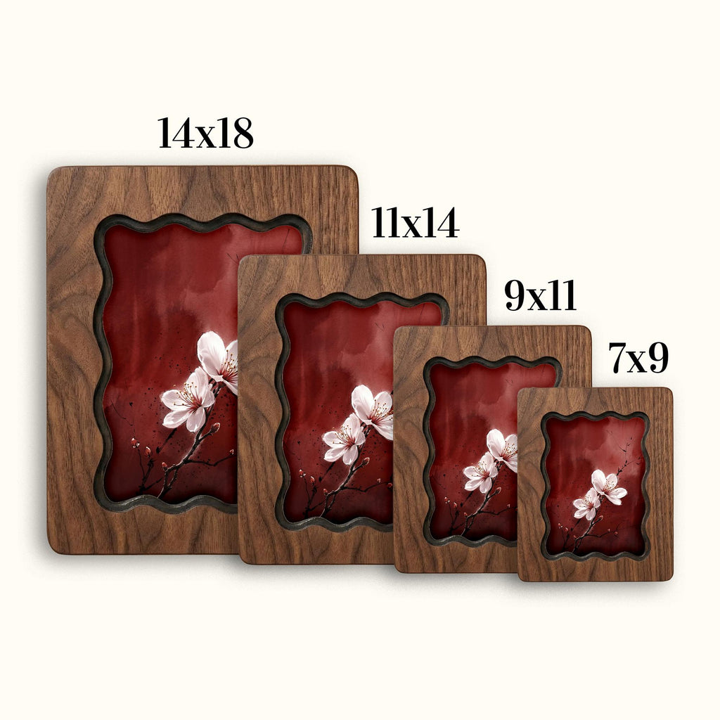 Cherry Blossom Wall Art, Japanese Floral Wood Frame, Zen Botanical Decor, Moody Red Flower Print, Housewarming Gift, Laser Cut Wood Artwork