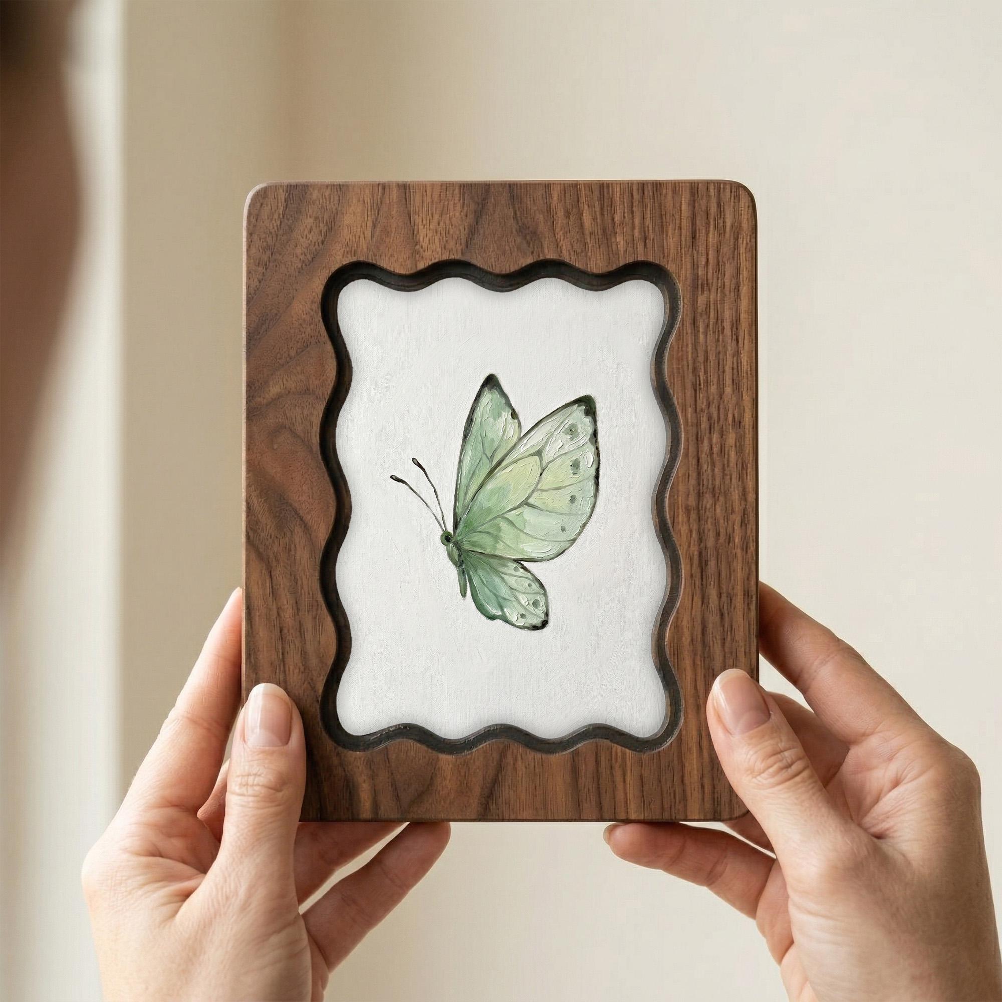 Butterfly Wall Art, Green Butterfly Wood Frame, Vintage Botanical Decor, Cottagecore Aesthetic Gift, Laser Cut Wood Art, Nursery Wall Art
