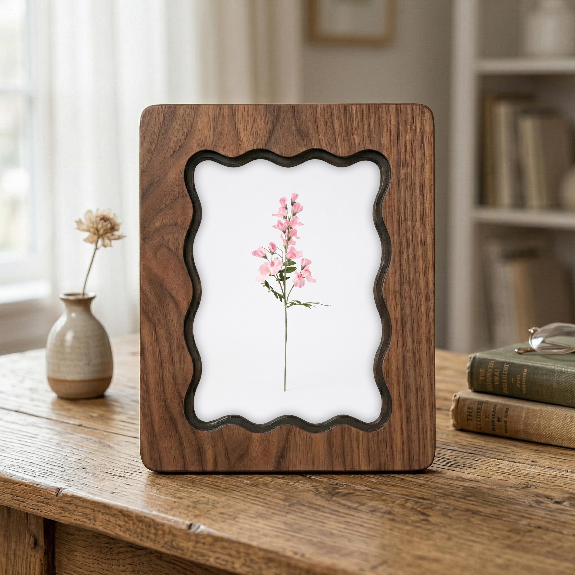 Sweet Pea Flower Art, Birth Month Flower Gift, April Birth Flower, Minimalist Botanical Wall Decor, Wood Picture Frame, Laser Cut Wood Art