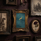 Gold Crane Wall Art, Teal Chinoiserie Decor, Ornate Gold Picture Frame, Heron Canvas Painting, Dark Academia Art, Vintage Style Decor