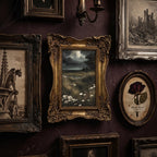 Dark Academia Wall Art Moody Landscape Canvas Print in Vintage Gold Frame, Gothic Meadow Painting, Wildflower Decor, Alt Gift 6.7x8.7 Inches