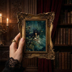 Dark Academia Art, Victorian Gold Framed Painting, Gothic Wall Decor, Moody Ophelia Canvas Print, Ornate Gold Frame, Macabre Home Gift, Art