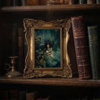 Dark Academia Art, Victorian Gold Framed Painting, Gothic Wall Decor, Moody Ophelia Canvas Print, Ornate Gold Frame, Macabre Home Gift, Art