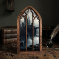 Gothic Castle Art, Dark Academia Decor, Gothic Window Frame, Vampire Castle Print, Laser Cut Wood Art, Gothic Picture Frame,Spooky Landscape