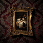 Funny Cat Art, Cats Playing Cards Painting in Ornate Gold Frame, Dark Academia Decor, Victorian Pet Portrait, Quirky Cat Lover Gift, Gothic