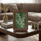 Sage Green Wall Art, White Botanical Print, Framed Canvas Wood Art, Emerald Green Decor, Nature Lover Gift, Minimalist Leaf Art, Boho Decor