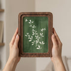 Sage Green Wall Art, White Botanical Print, Framed Canvas Wood Art, Emerald Green Decor, Nature Lover Gift, Minimalist Leaf Art, Boho Decor
