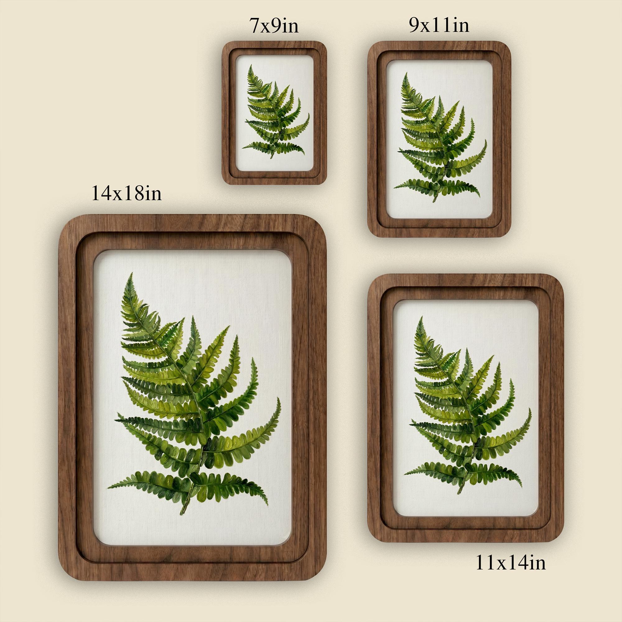 Fern Leaf Wall Art, Botanical Greenery Print, Framed Canvas Wood Art, Nature Lover Gift, Boho Home Decor, Modern Forest Decor, Farmhouse Art