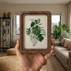 Monstera Wall Art, Tropical Leaf Print, Framed Canvas Wood Art, Boho Home Decor, Plant Lover Gift, Jungle Botanical Decor, Modern Wall Art