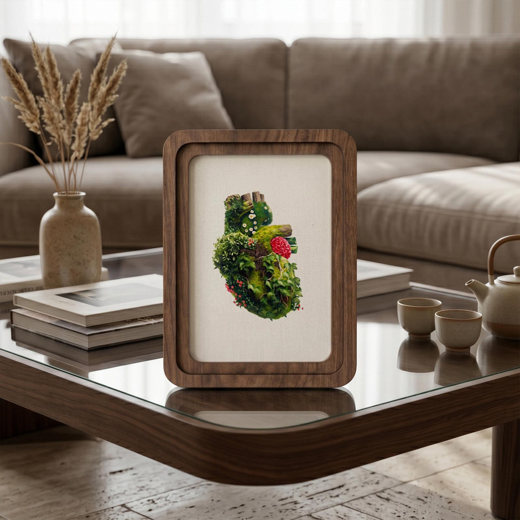 Anatomical Heart Wall Art, Moss Heart Nature Print, Framed Canvas Wood Art, Cardiologist Gift, Botanical Heart Decor, Unique Spiritual Gift