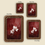 Cherry Blossom Wall Art, Japanese Floral Painting, Framed Canvas Wood Art, Red Abstract Decor, Asian Botanical Print, Zen Gift, Nature Art