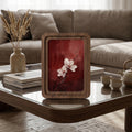 Cherry Blossom Wall Art, Japanese Floral Painting, Framed Canvas Wood Art, Red Abstract Decor, Asian Botanical Print, Zen Gift, Nature Art