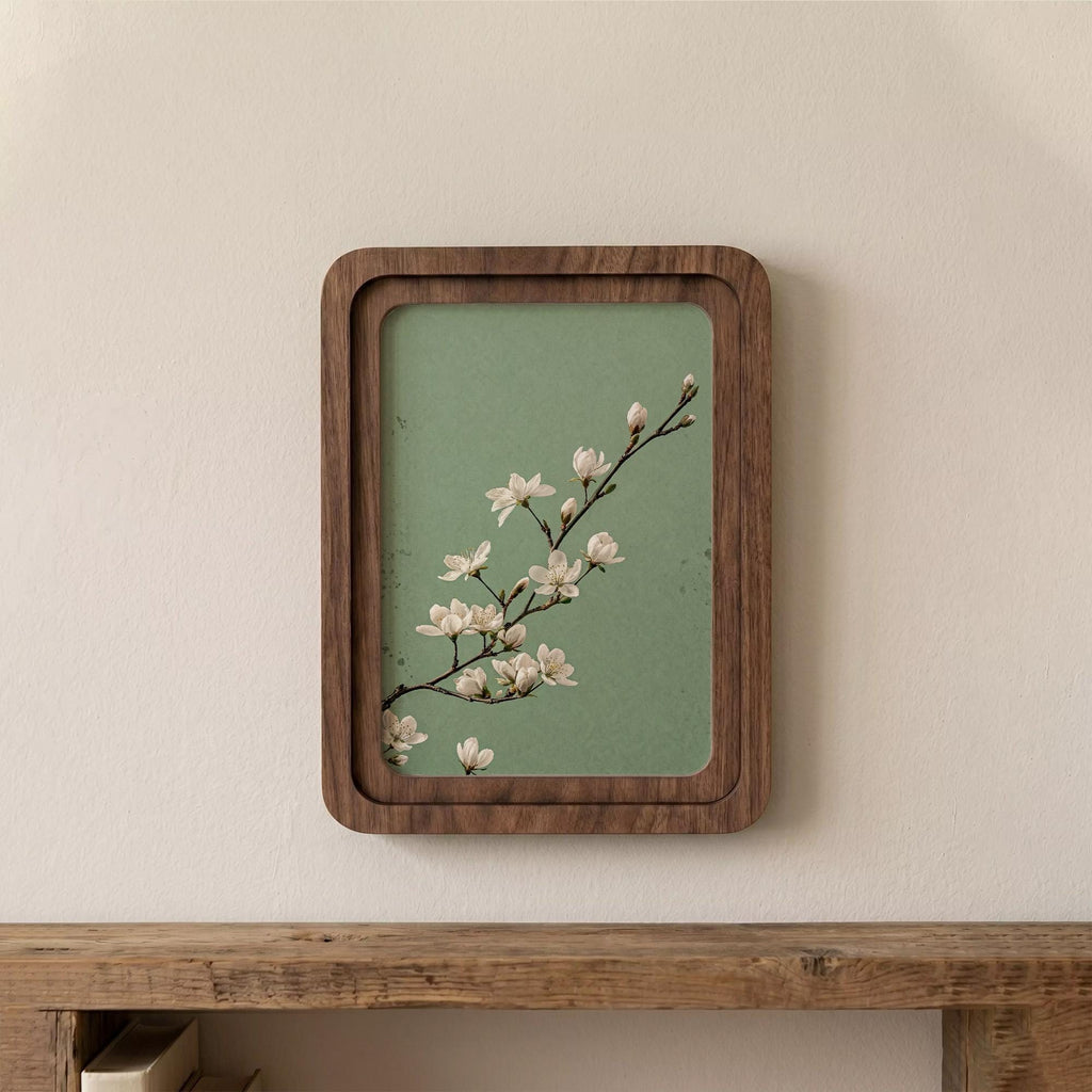 Cherry Blossom Wall Art, Spring Floral Decor, Framed Canvas Wood Art, Japandi Style Decor, Botanical Branch Print, Zen Gift, Nature Wall Art