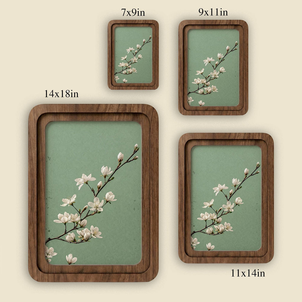 Cherry Blossom Wall Art, Spring Floral Decor, Framed Canvas Wood Art, Japandi Style Decor, Botanical Branch Print, Zen Gift, Nature Wall Art