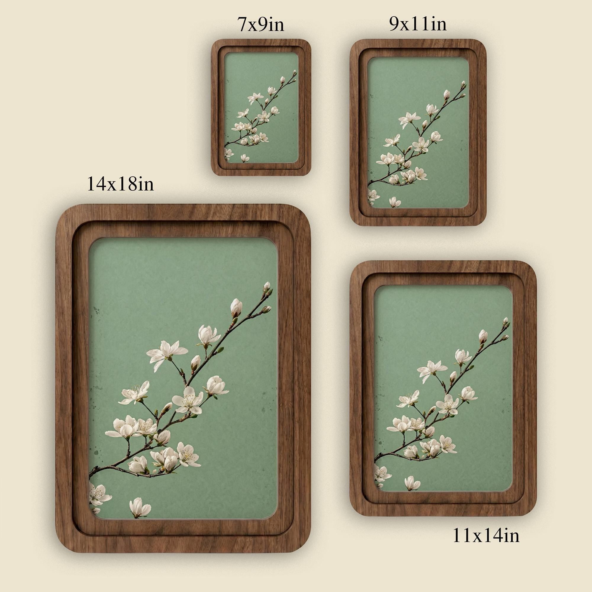 Cherry Blossom Wall Art, Spring Floral Decor, Framed Canvas Wood Art, Japandi Style Decor, Botanical Branch Print, Zen Gift, Nature Wall Art