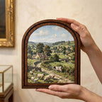 English Countryside, Farmhouse Wall Art, Arched Wood Frame, Vintage Cottage Print, Sheep Oil Painting, Arched Picture Frame, Pastoral Decor