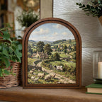 English Countryside, Farmhouse Wall Art, Arched Wood Frame, Vintage Cottage Print, Sheep Oil Painting, Arched Picture Frame, Pastoral Decor