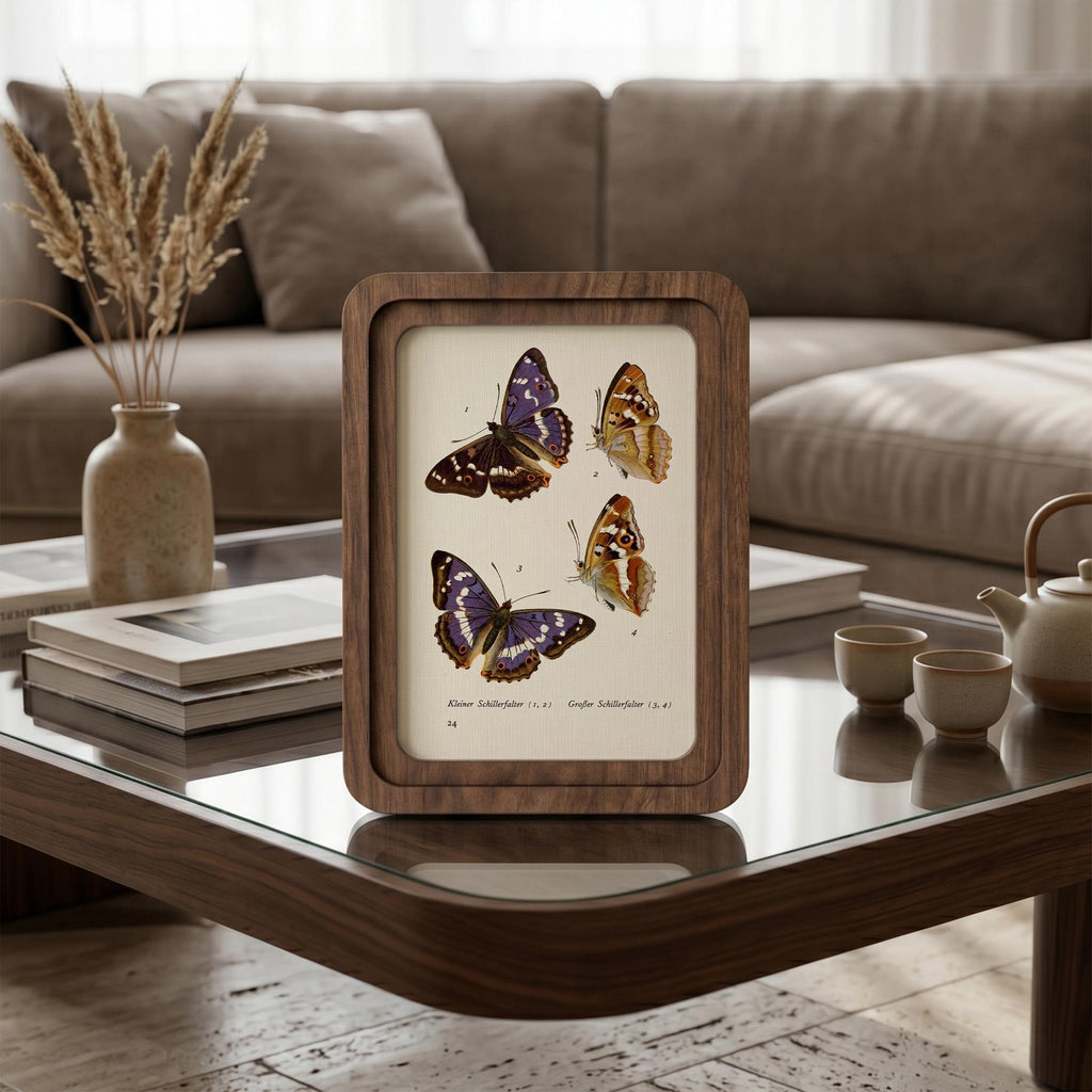 Purple Butterfly Wall Art Vintage Butterfly Print Wood Framed Canvas Butterfly Illustration Dark Academia Decor Aesthetic Nature Lover Gift