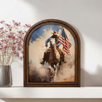 Patriotic Decor,4th of July Wall Art,America 250 Wood Framed Canvas,USA 250 Anniversary Decor,1776-2026 Patriotic Gift,Vintage Cowboy Art