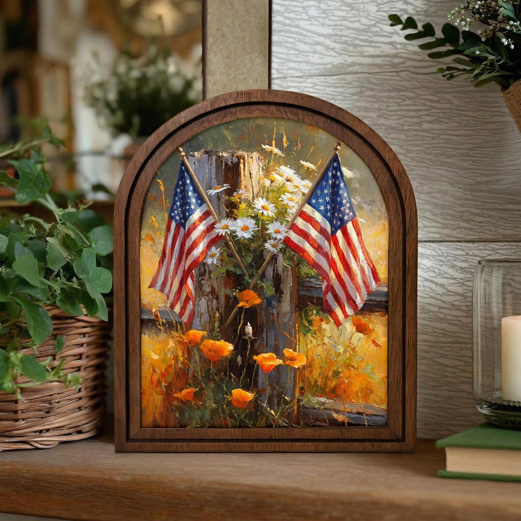 Patriotic Decor,4th of July Wall Art,America 250 Wood Framed Canvas,USA 250 Anniversary Decor,1776-2026 Patriotic Gift,Rustic Art Frame