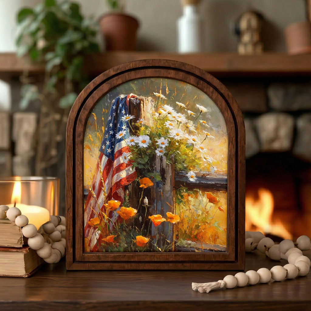 Patriotic Decor,4th of July Wall Art,America 250 Wood Framed Canvas,USA 250 Anniversary Decor,1776-2026 Patriotic Gift,Rustic Art Frame