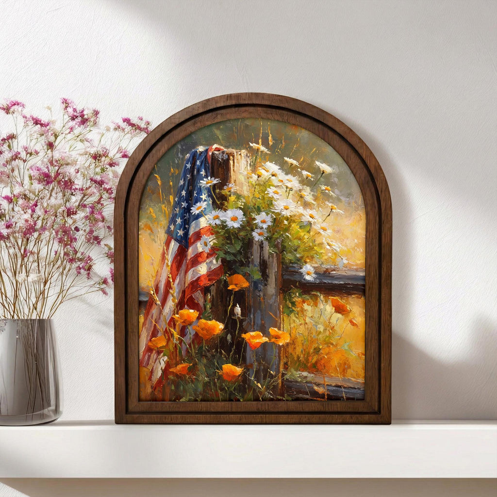 Patriotic Decor,4th of July Wall Art,America 250 Wood Framed Canvas,USA 250 Anniversary Decor,1776-2026 Patriotic Gift,Rustic Art Frame