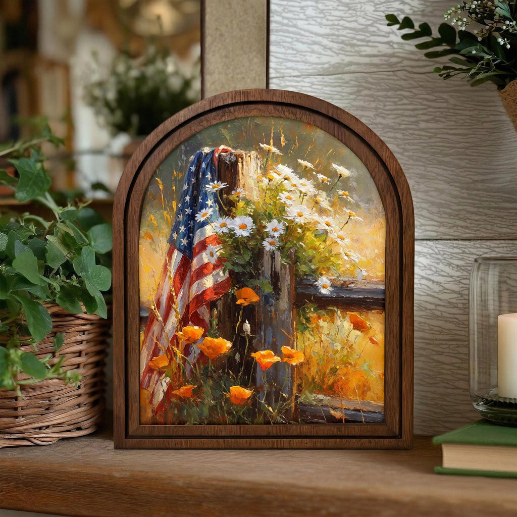 Patriotic Decor,4th of July Wall Art,America 250 Wood Framed Canvas,USA 250 Anniversary Decor,1776-2026 Patriotic Gift,Rustic Art Frame