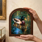 Mallard Duck Wall Art Wooden Arch Picture Frame Wildlife Nursery Decor Hunter Gift Cabin Lake House Decor Rustic Wood Frame Canvas Print