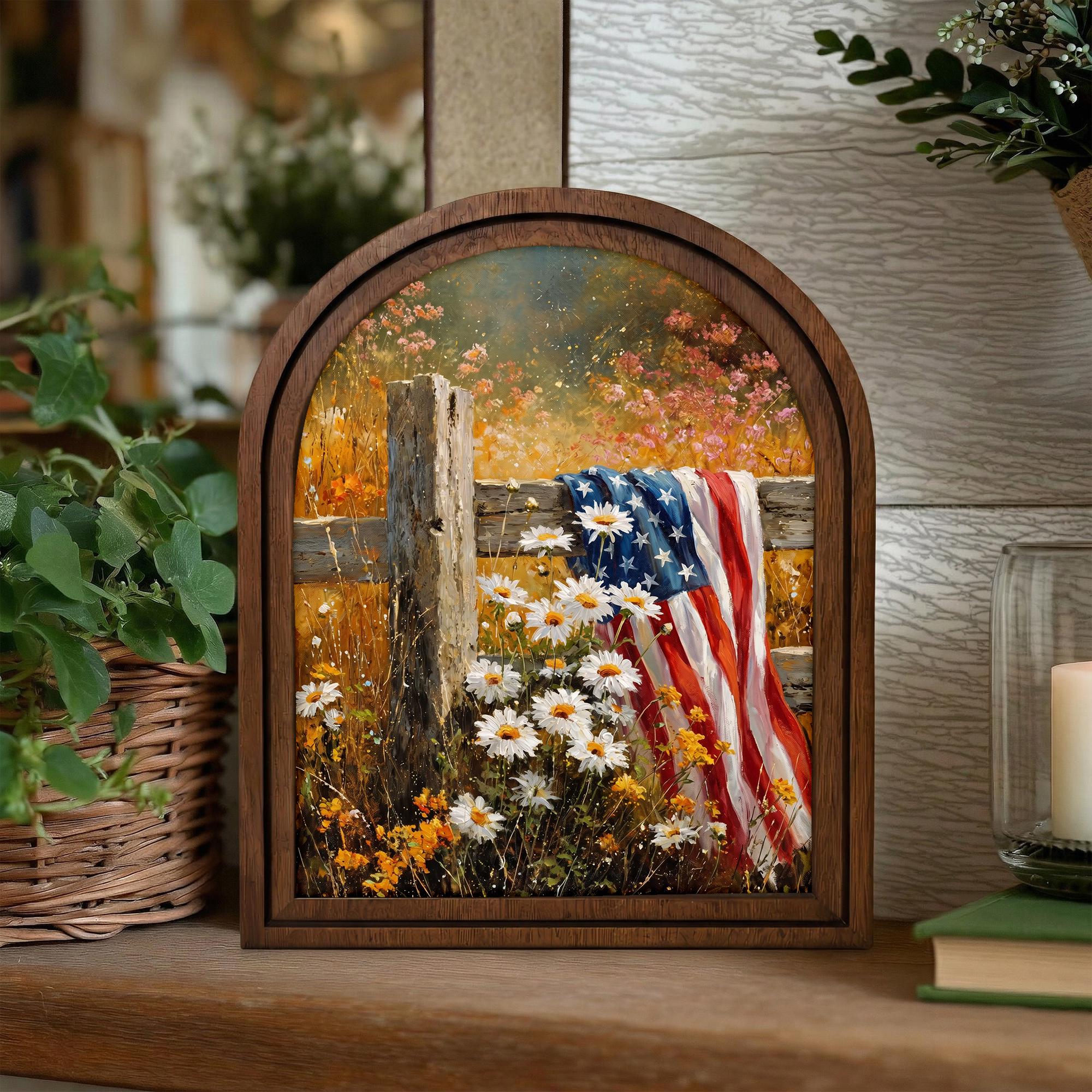 Patriotic Decor,4th of July Wall Art,America 250 Wood Framed Canvas,USA 250 Anniversary Decor,1776-2026 Patriotic Gift,Rustic Art Frame