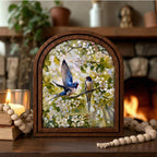 Swallow Bird Art Arch Wood Frame Spring Flower Painting Canvas Print Nature Wall Decor Gift 7x9 9x11 11x14 14x18 3 Layer Plywood Frame Art