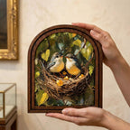 Bird Nest Wall Art, Oil Painting Birds, Farmhouse Decor, Wood Framed Canvas, Robin Nest Painting, Nursery Wall Art, Nature Lover Gift