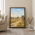 Tuscany Landscape, Italy Oil Painting, Rectangle Wood Frame, Mediterranean Wall Art, Countryside Canvas, Framed Art Gift, Vintage Decor