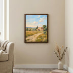 Tuscany Landscape, Italy Oil Painting, Rectangle Wood Frame, Mediterranean Wall Art, Countryside Canvas, Framed Art Gift, Vintage Decor